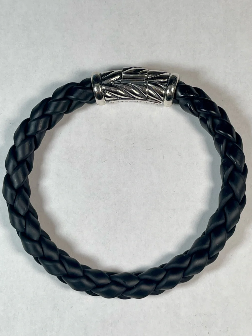 David Yurman 8mm Rubber Bracelet with Silver-Tone Clasp size M